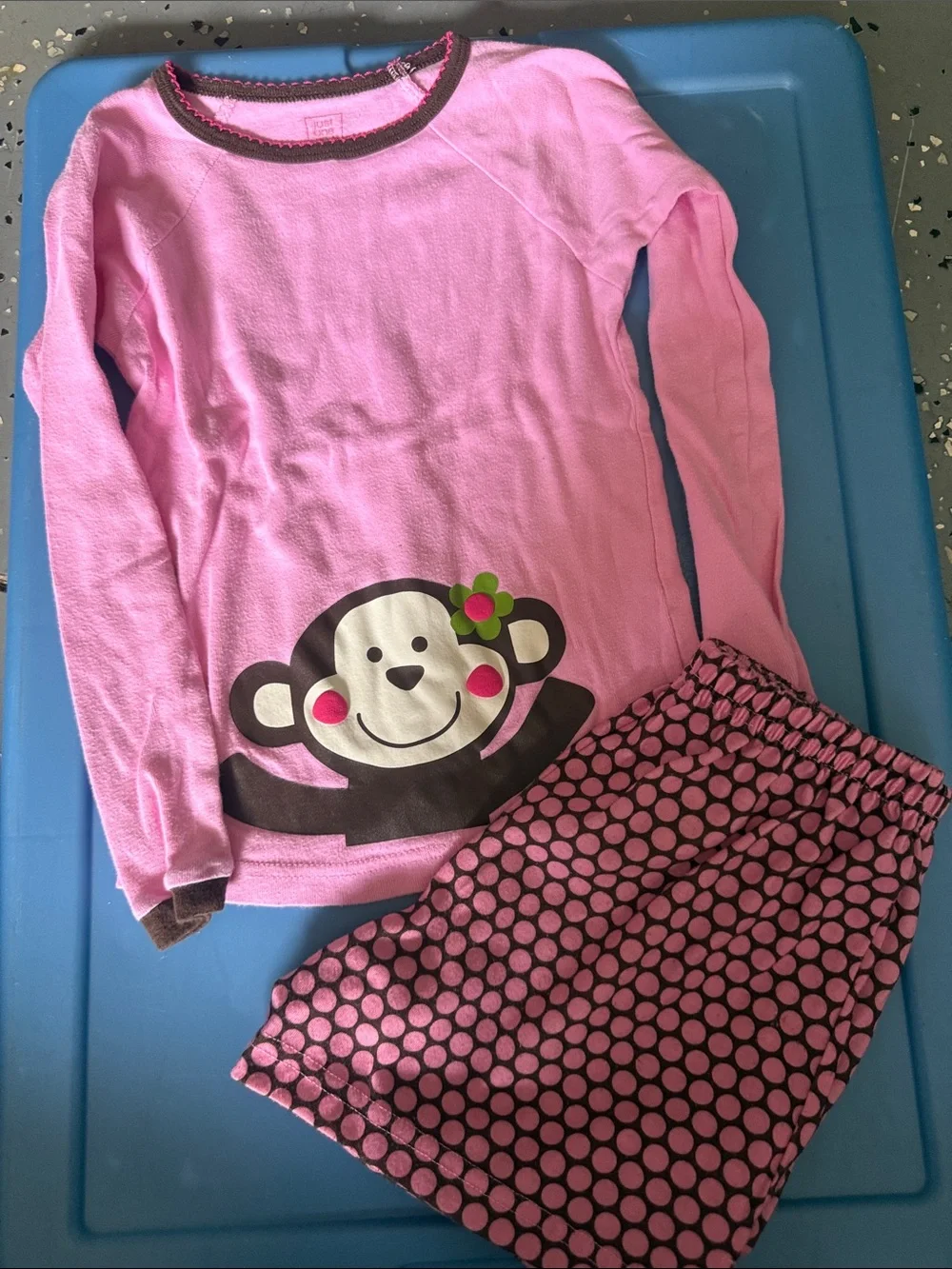 Pink Monkey Print Long-Sleeve Girls Pajama Set